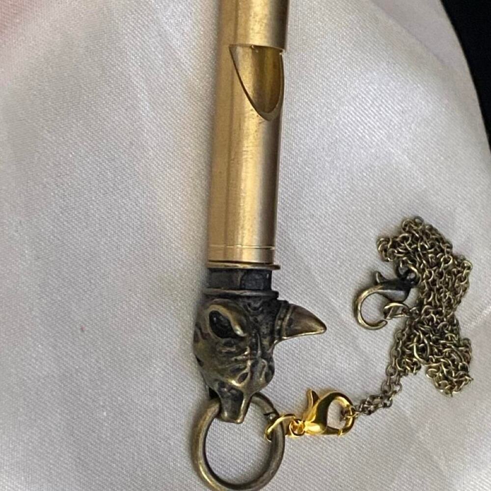 Wolf Head Whistle Pendant Necklace Convertible Keychain Backpack Clip